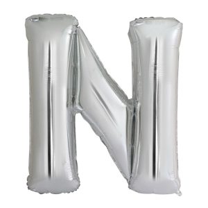 Folijski balon 80cm, slovo N, silver