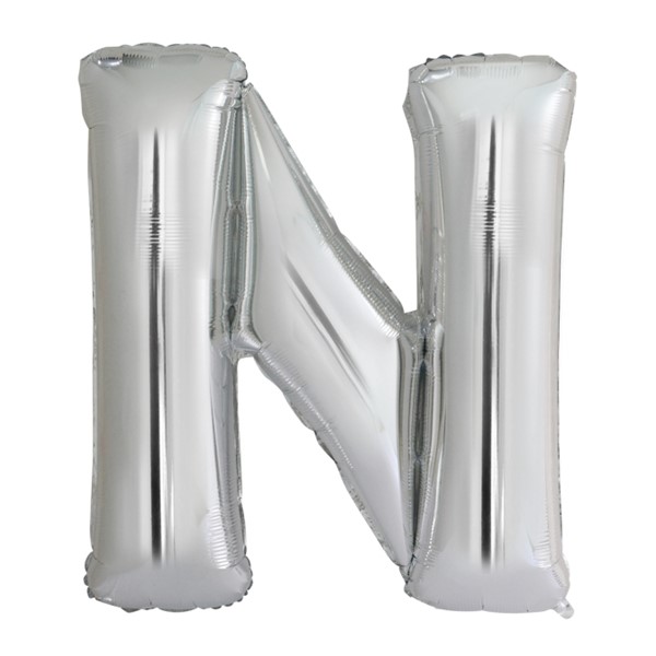 Folijski balon 80cm, slovo N, silver