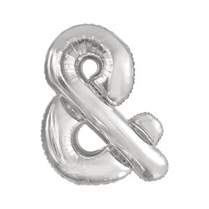 Folijski balon 80cm, znak &, silver