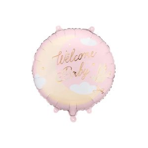 Folijski balon Welcome Baby roza, 35 cm