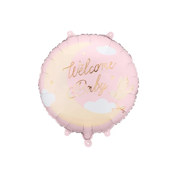Folijski balon Welcome Baby roza, 35 cm
