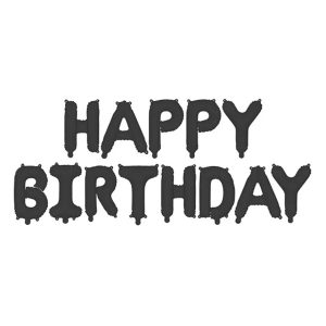 Folijski balon girlanda Happy Birthday, crna, 340 cm