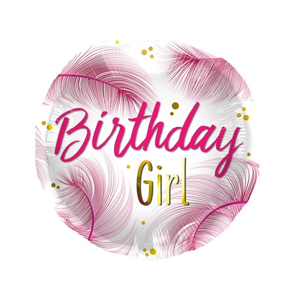Folijski balon Birthday Girl, 45 cm