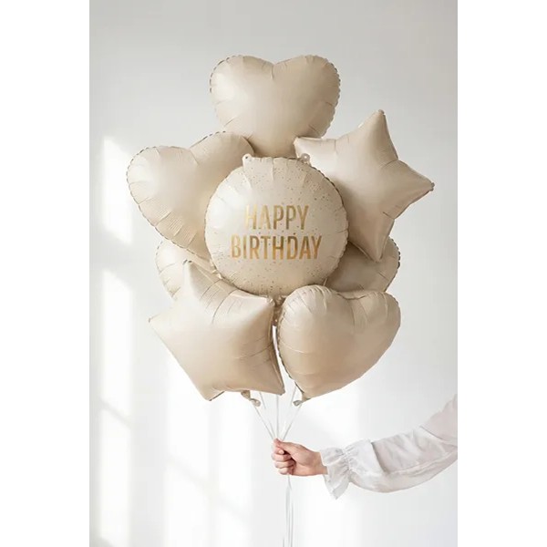 Folijski balon Happy Birthday, bež, 35 cm - Slika 2