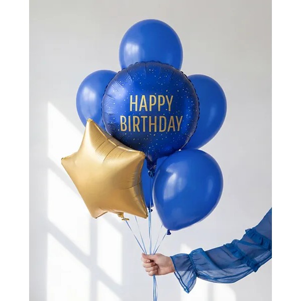 Folijski balon Happy Birthday, plavi, 35 cm - Slika 2