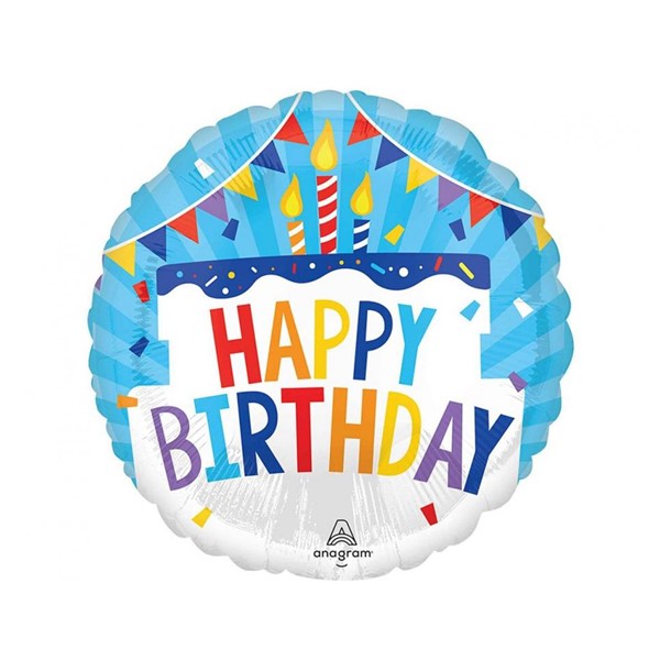 Folijski balon Happy Birthday, 45 cm