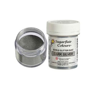 Sugarflair jestive šljokice, srebrne, Dark Silver, 10 g