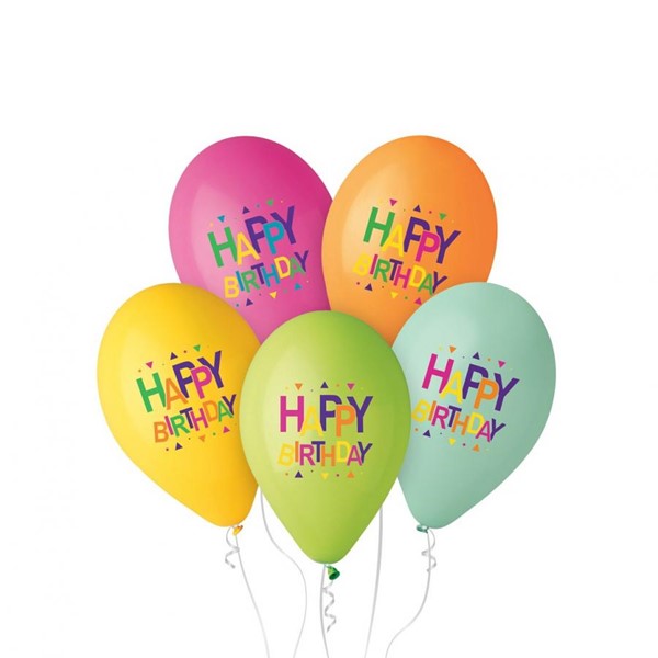 Lateks balonski buket Happy Birthday, 5 kom
