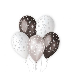Lateks balonski buket zvjezdice, Silver, 5 kom