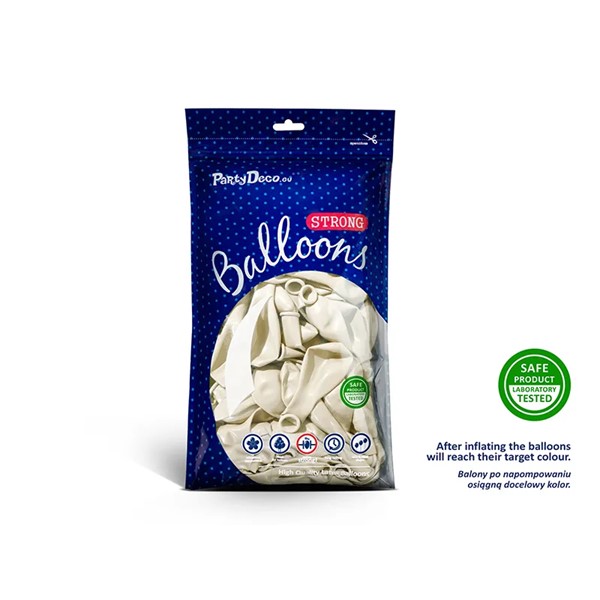 Metallic balon 27 cm, bijeli, Pure White, 50 kom - Slika 2