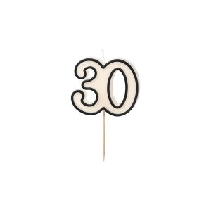 Rođendanska svjećica, 30. rođendan, crno/bijela