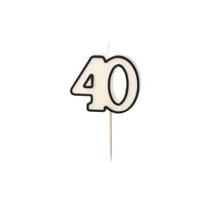Rođendanska svjećica, 40. rođendan, crno/bijela
