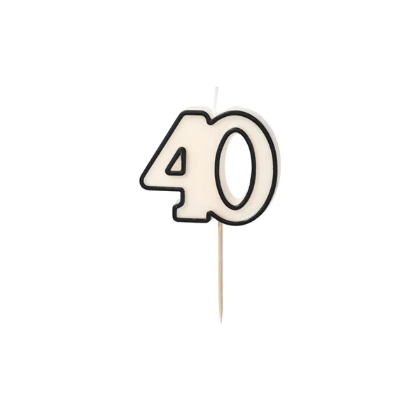 Rođendanska svjećica, 40. rođendan, crno/bijela