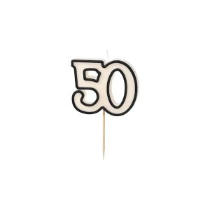 Rođendanska svjećica, 50. rođendan, crno/bijela