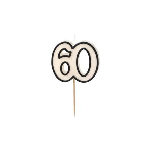 Rođendanska svjećica, 60. rođendan, crno/bijela