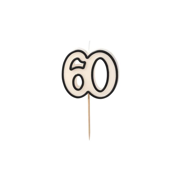 Rođendanska svjećica, 60. rođendan, crno/bijela